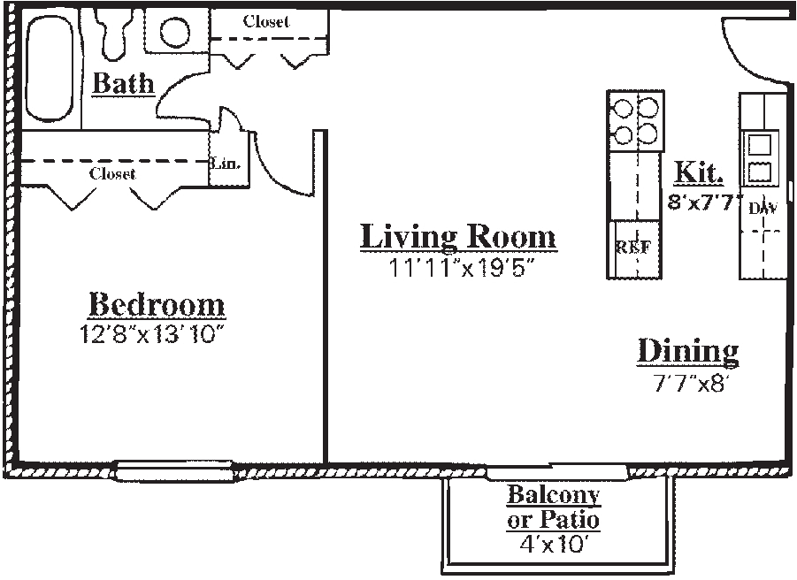 1 Bedroom Apartment Floorplan