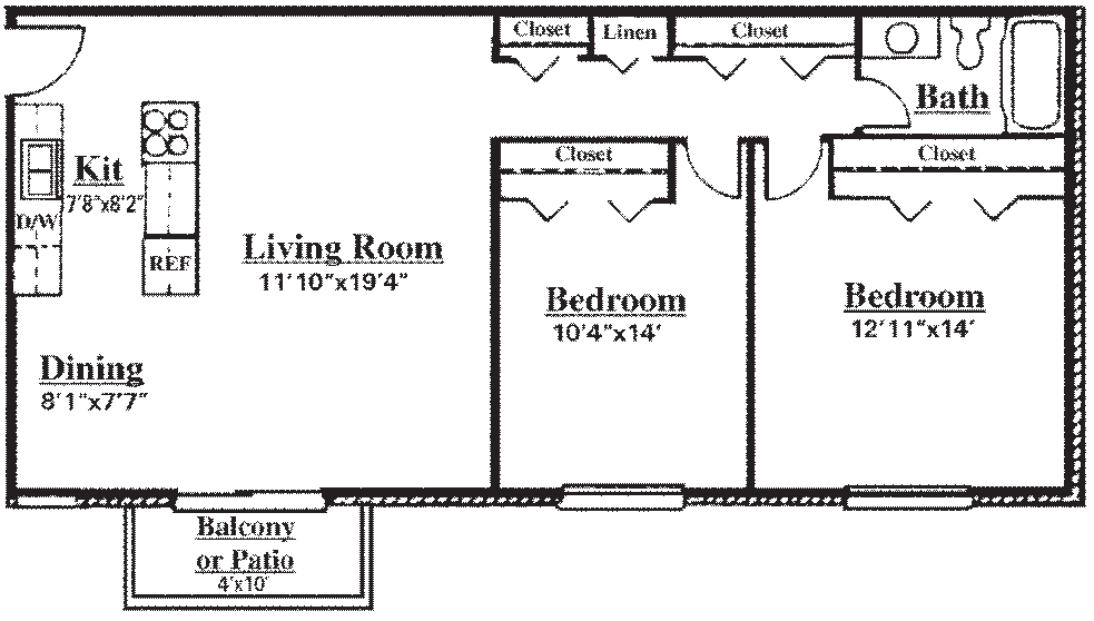 2 Bedroom Apartment Floorplan